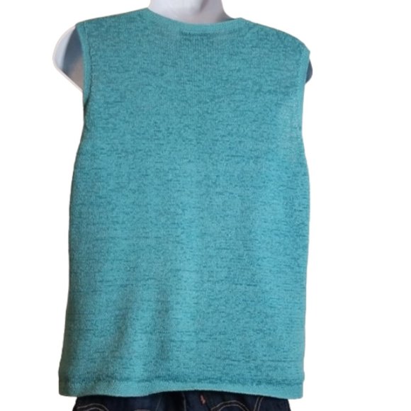Pendleton Aquamarine Knit Sleeveless Round Neck Sweater Vest - Picture 6 of 8